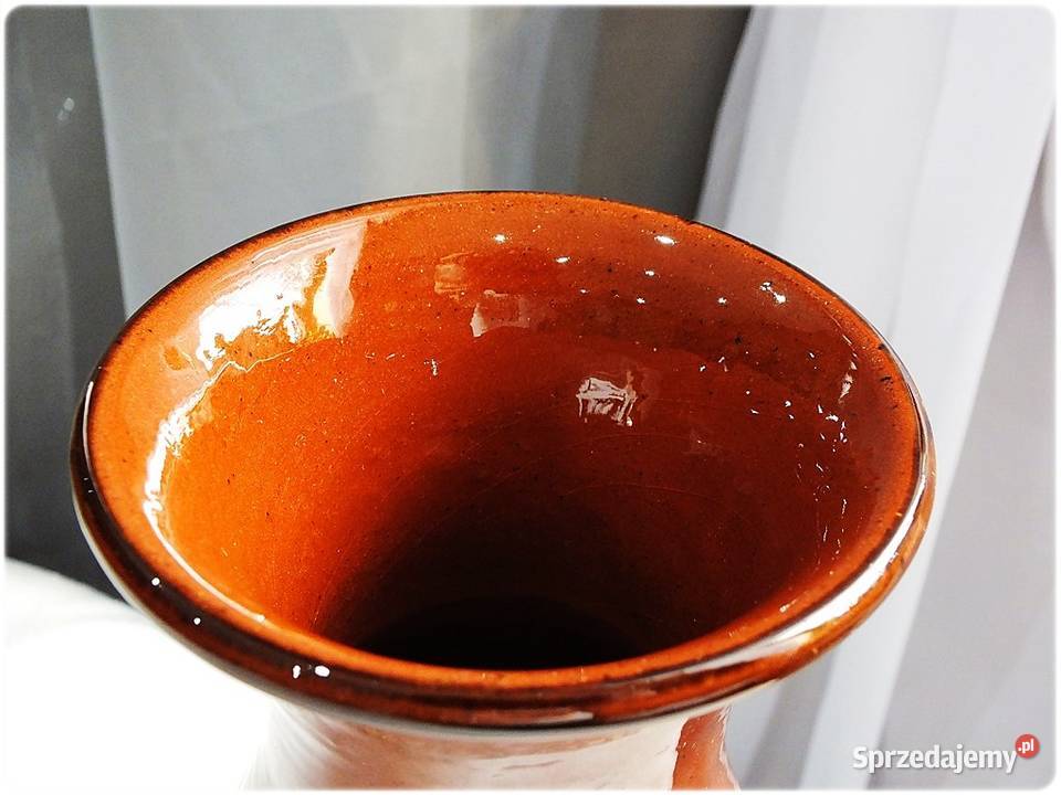 Duży Wazon Bułgaria Pawie Oczko Vintage lat Porcelana i szkło Żary