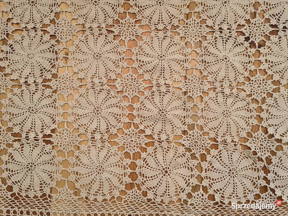 obrus szydełkowy serweta duży 150 x 250 ecru Piotrówek