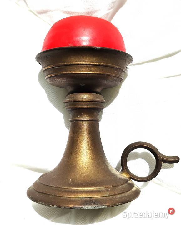 stary świecznik kaganek mosiężny