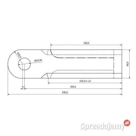 Nóż przystawki kukurydzy 240x60x6 wzmacniany z łódzkie Sieradz