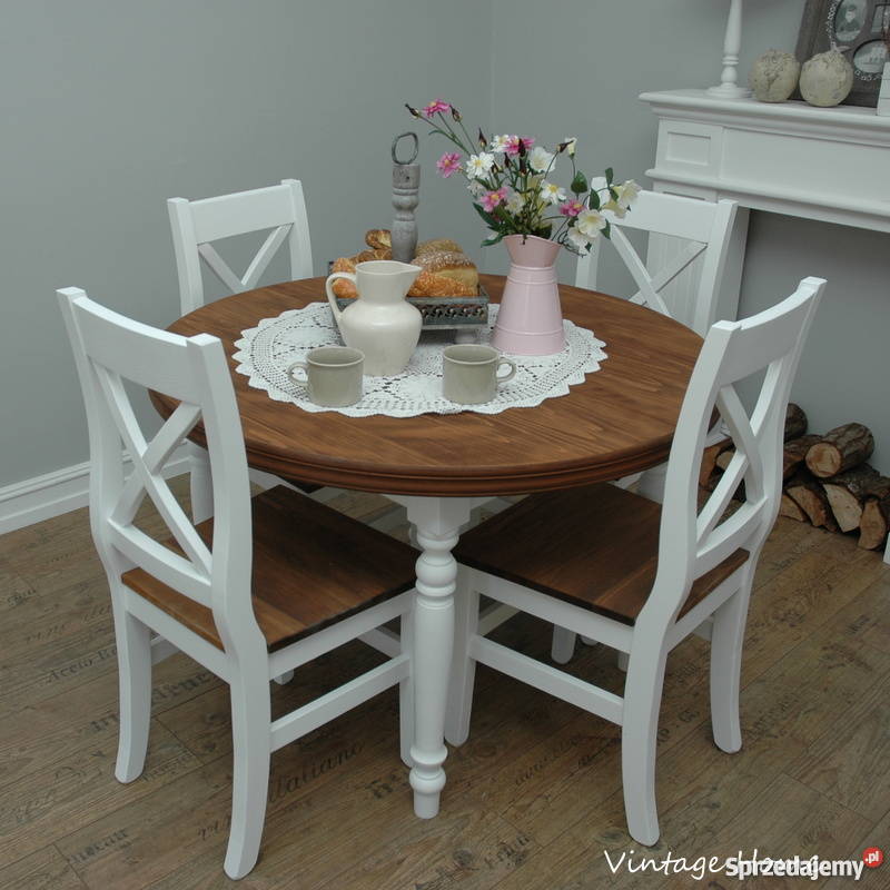 Stół okrągły rozkładany PROWANSALKI shabby chic Gdańsk