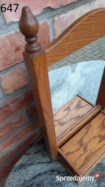 Lustro w drewnianej ramie ze szkatułką schowkiem zachodniopomorskie Gawroniec