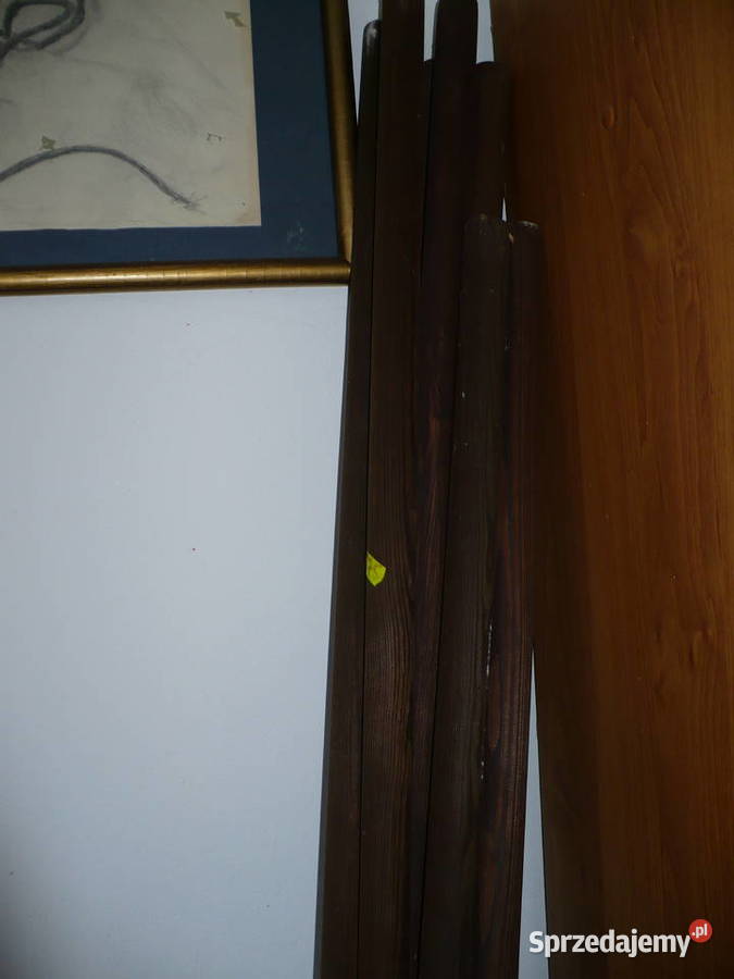 Karnisze drewniane brązowe podwójne 12 kompletów Puszczykowo