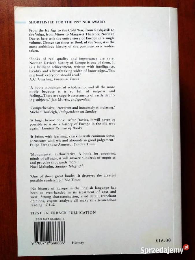 Europe a History Norman Davies Warszawa sprzedam