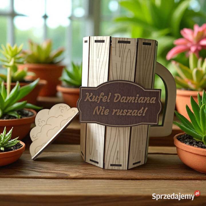 Drewniany Grawerowany Kufel Pudełko lubelskie Lublin sprzedam