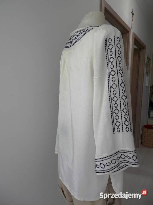 Bluzka w stylu Etno Boho Kremowa Zdobiona brązowy/beżowy Łomża sprzedam