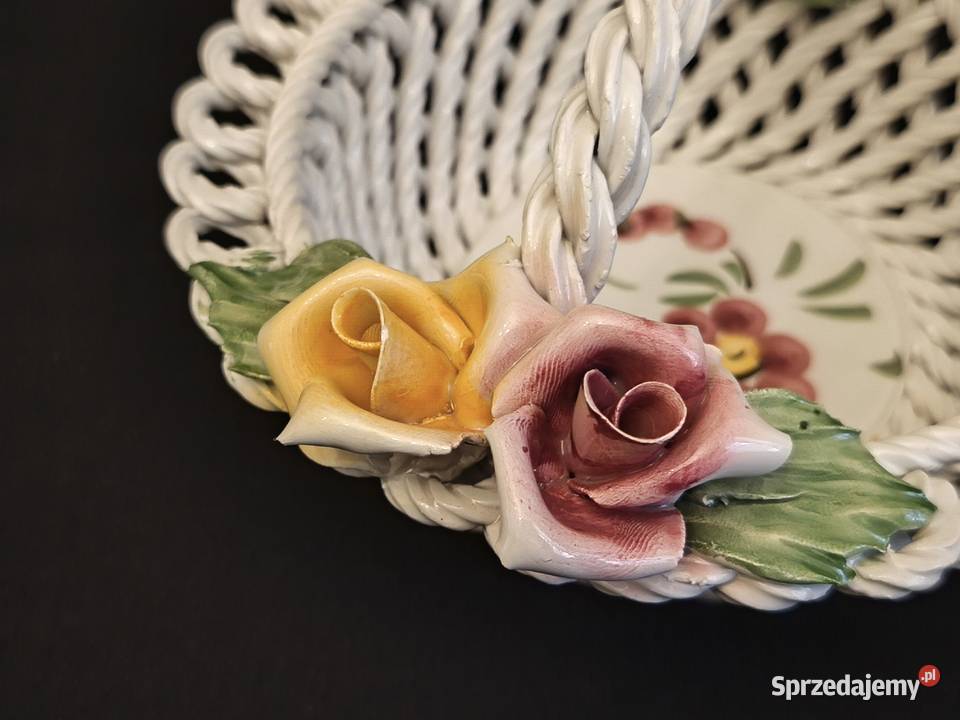 Koszyk porcelanowy ażurowy pleciony włoski Chełm