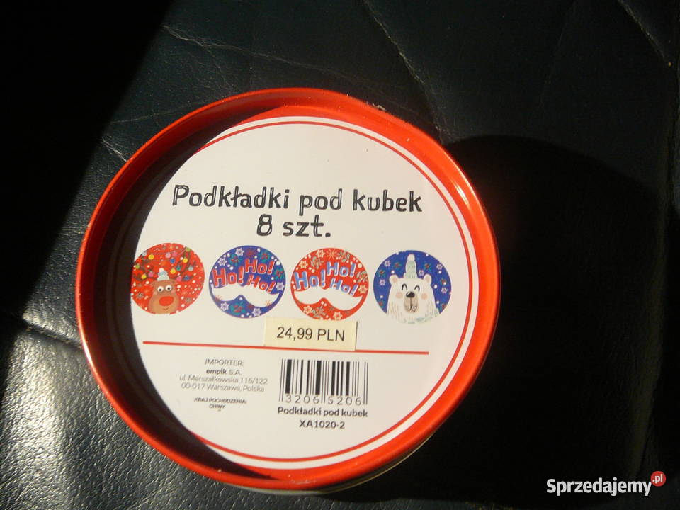 świąteczne podkładki w pudełku metal Nowe Boże Narodzenie