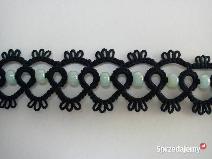 Bransoletka frywolitkowa Wiśniowa