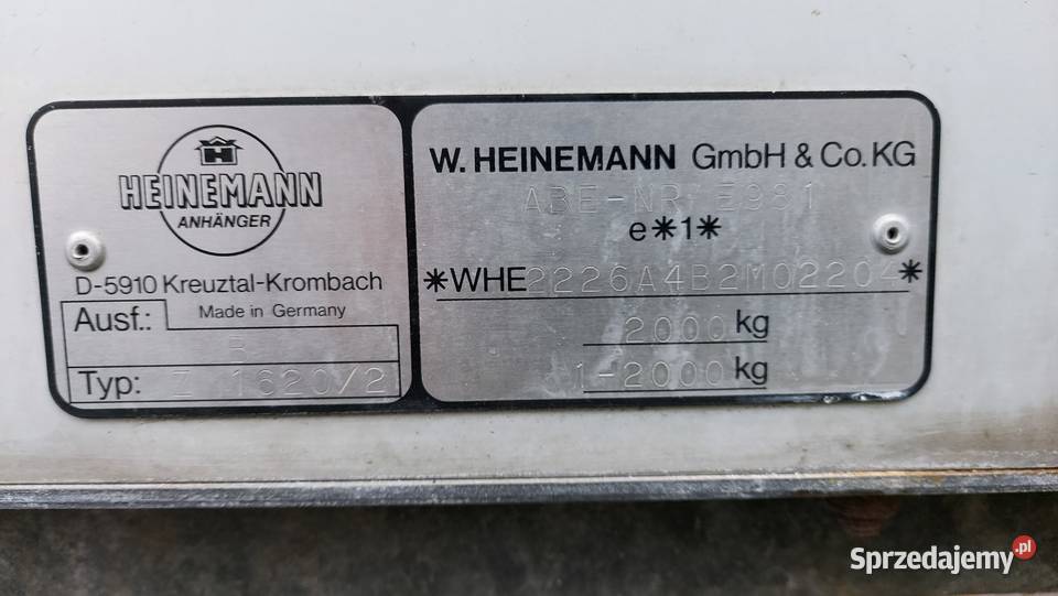 Przyczepką dwuosiowa 2T DMC Heinemann 2 Gorzów Wielkopolski