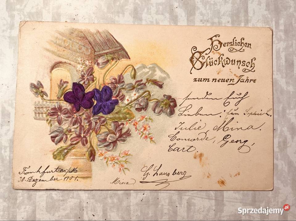Pocztówka noworoczna z 1901 roku Grudziądz