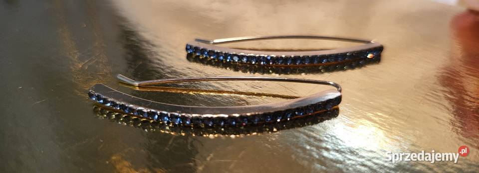 Złote kolczyki z błękitnymi syntetycznymi Bielsko-Biała