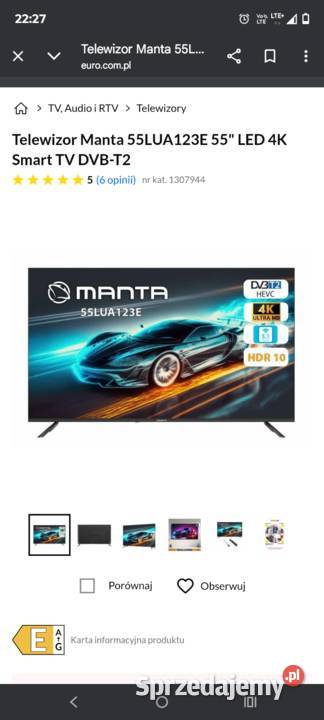 Telewizor Manta 55LUA123E 55 LED 4K Smart TV Kraków