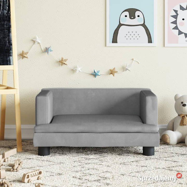 Sofa dzieci jasnoszara 60x40x30 aksamit Warszawa