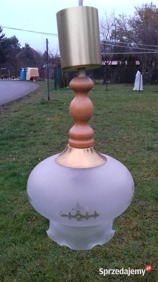 retro lampa wiszaca delikatne piekne szklo lata dolnośląskie Lubań