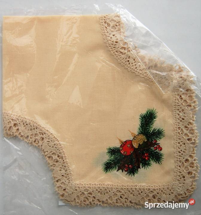 Świąteczna serwetka do pieczywa bawełna beż Boże beżowy