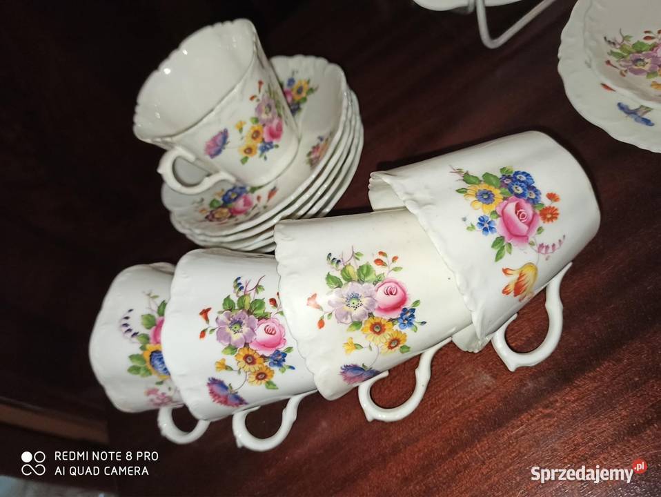 filiżanka z talerzykiem deserowym Cauldon Porcelana i szkło Gdańsk