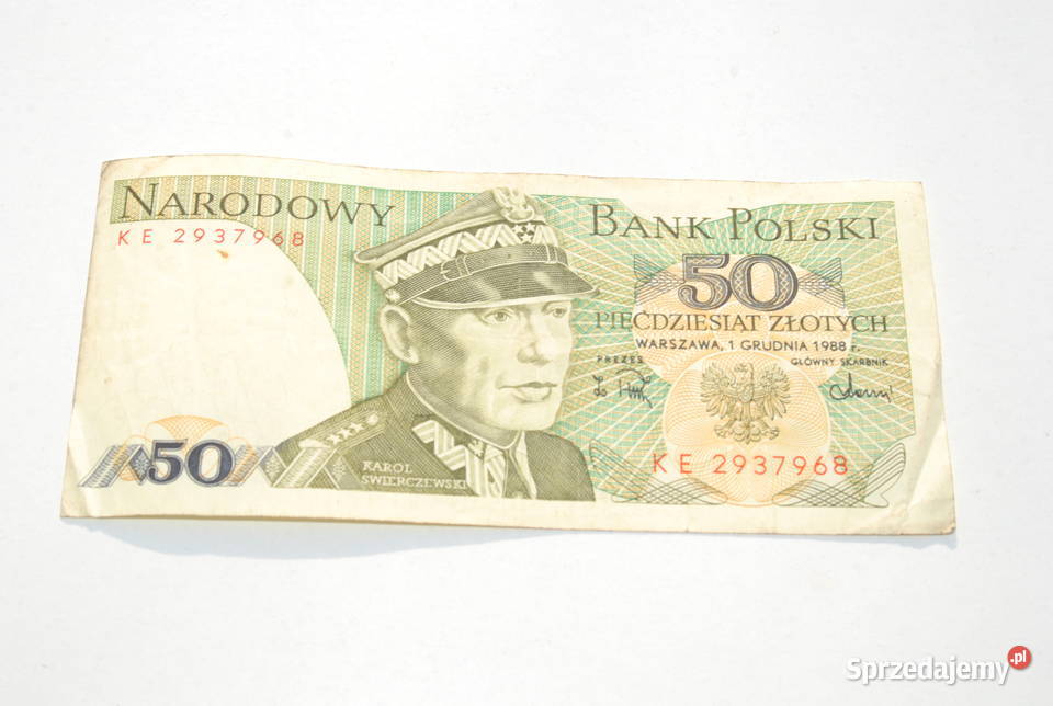 Stary banknot 50 złotych Świerczewski 1988 antyk Numizmatyka Cieszyn
