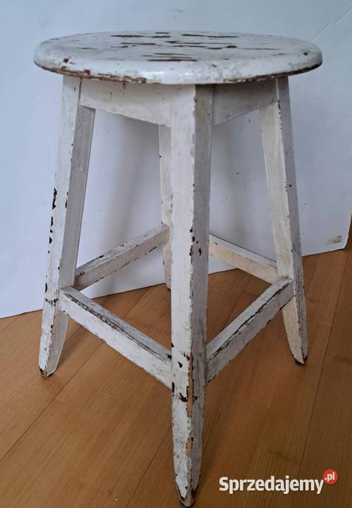 Taboret Drewniany Siedzisko Okrągłe 4 Nogi W Stołki i taborety