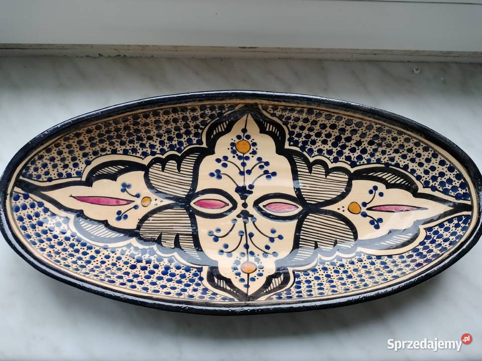 Piękna duża ceramiczna misa ręcznie malowane Pozostałe Choszczno