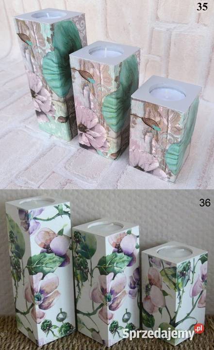 Komplet 3 świeczniki świeczki lawenda konwalie Warszawa