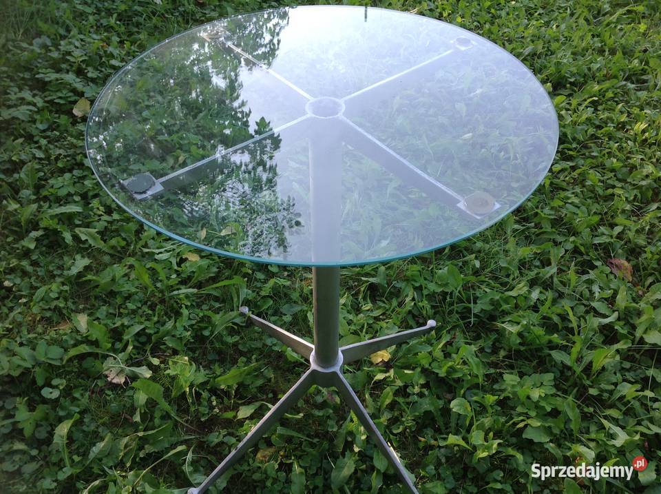 Stolik ze Szklanym Blatem Okrągły Metalowy lata Nowa Sól sprzedam