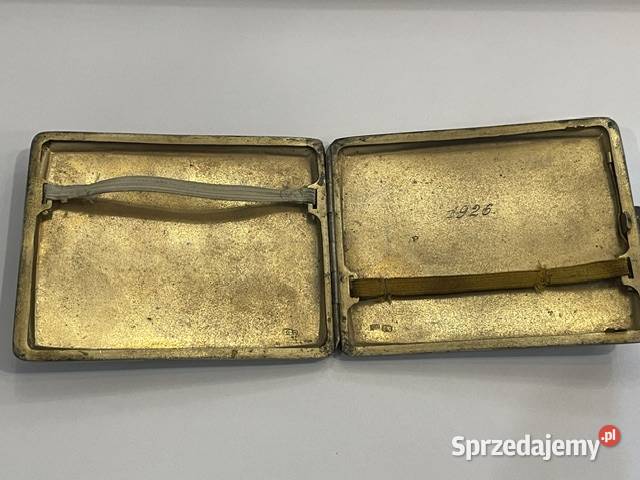 Zabytkowa srebrna papierośnica próba 800 herb małopolskie Kraków