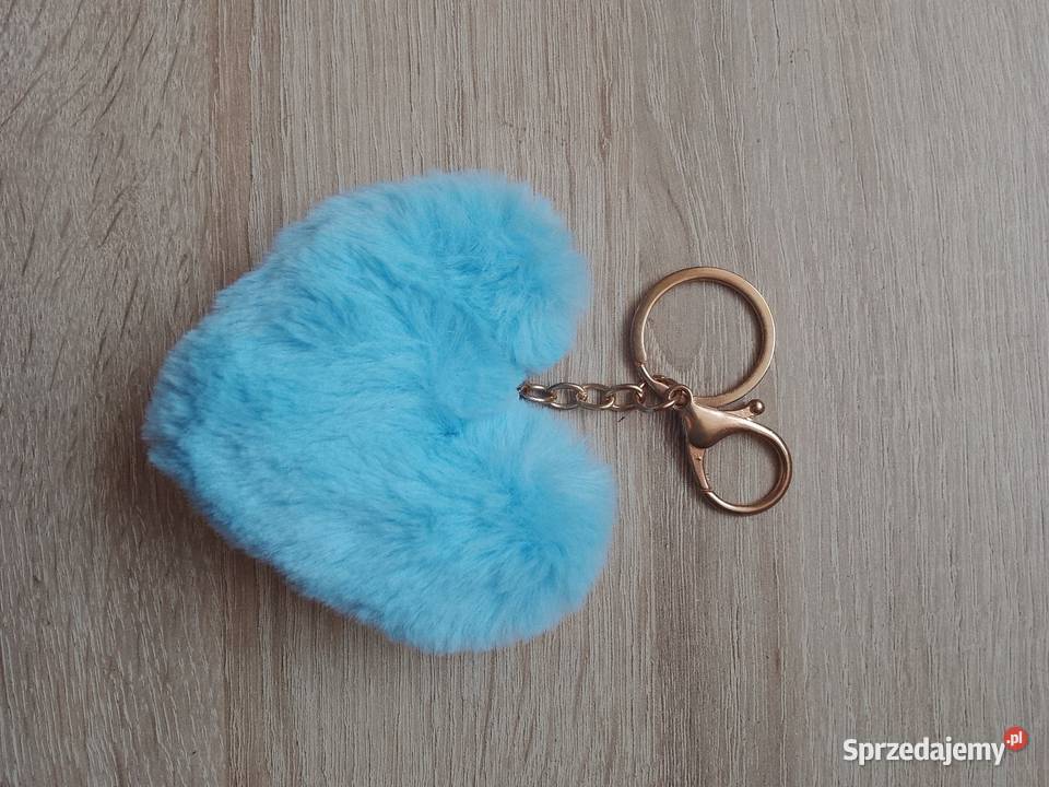 Brelok pompon futerko serce jasnoniebieski Chrzanów sprzedam
