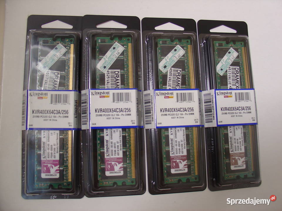 Pamięć RAM Kingston KVR400X64C3A256 komplet 4 Pamięci Podzespoły bazowe Łódź
