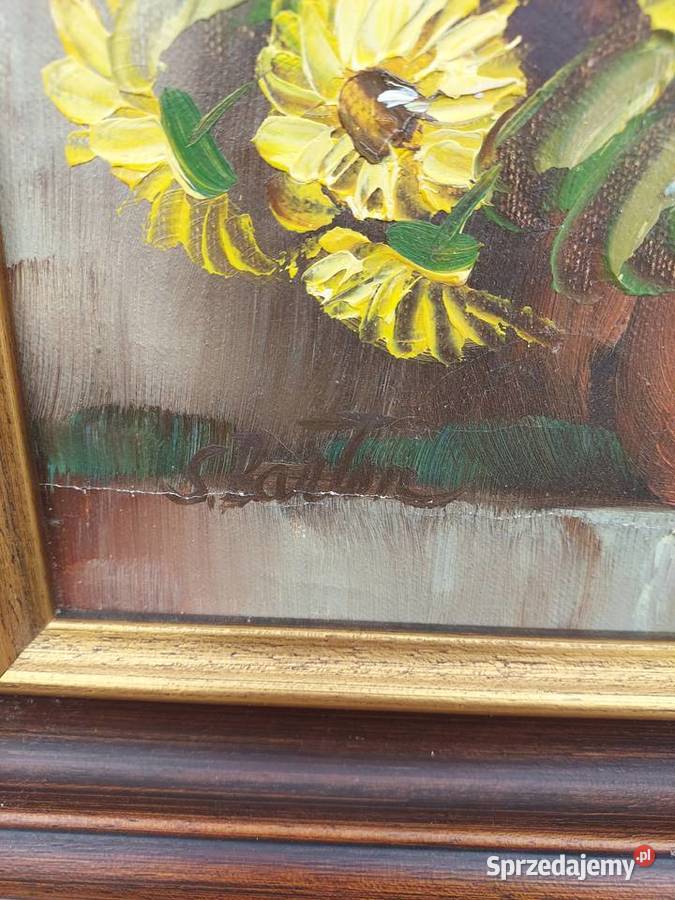 96 Stary obraz olej na płótnie martwa natura Malarstwo Tczew