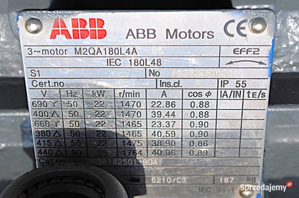 Silnik elektryczny kołnierzowy 22kw 1470obrmin Kargowa