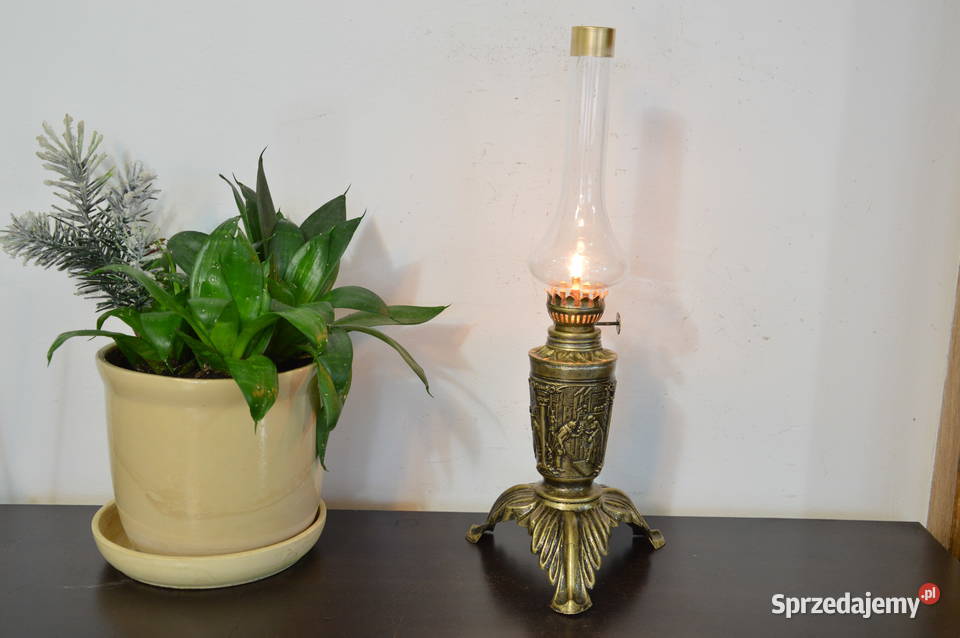 śliczna cynowa LAMPA NAFTOWA b stara Antyki Jastrzębie-Zdrój
