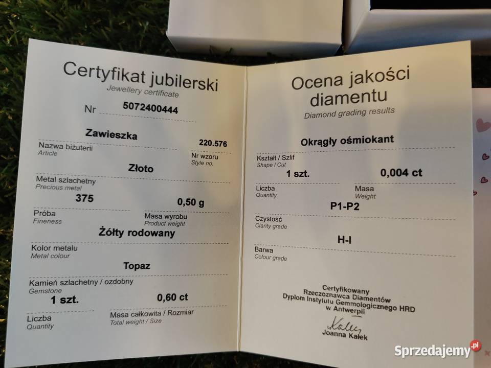 Złota zawieszka APART 375 z TOPAZEM i DIAMENTEM Łódź