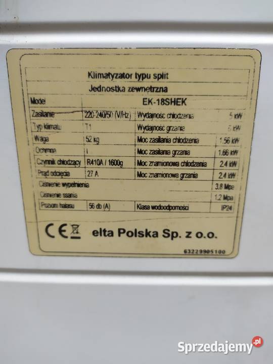 Klimatyzator Ścienny Firmy elta Klima Stare Faszczyce sprzedam