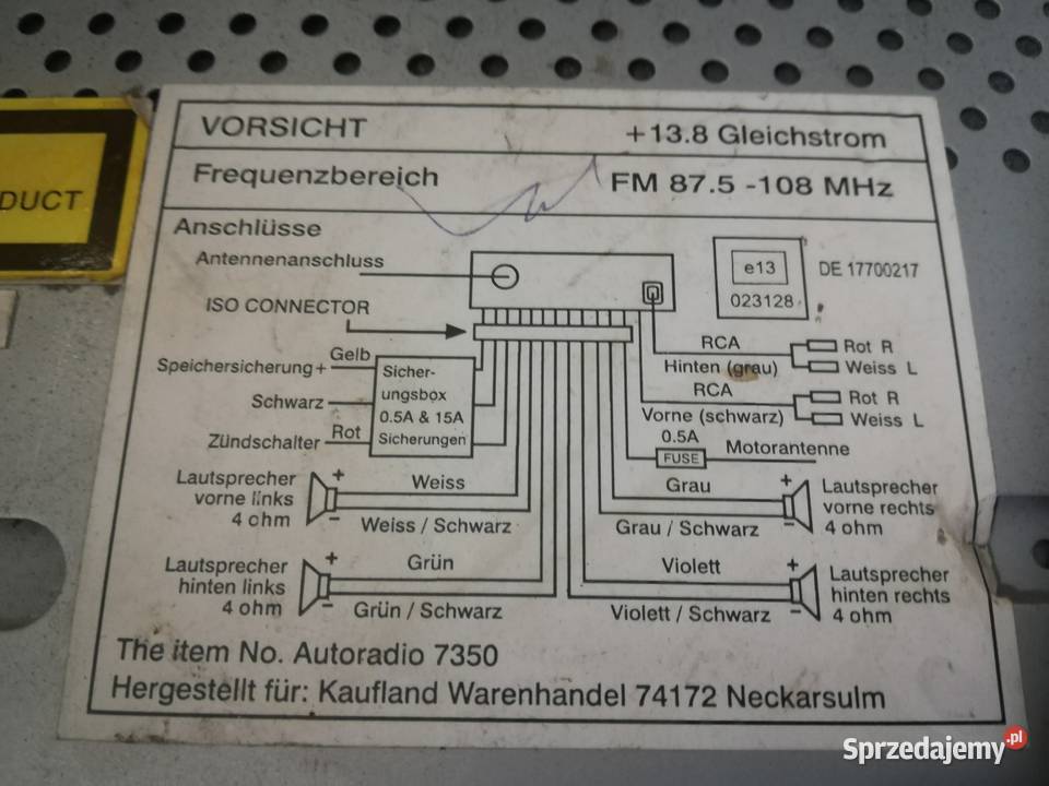 Odtwarzacz CD AUTORADIO 7350 KAUFLAND Opole