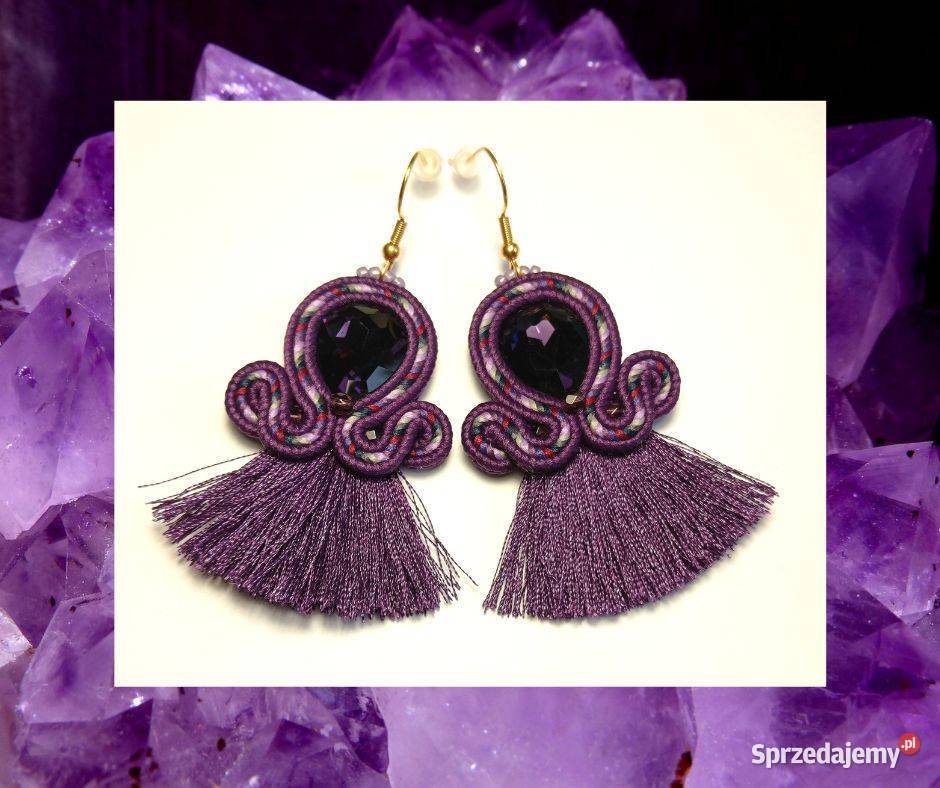 KOLCZYKI FIOLETOWE TANCERECZKI SUTASZ