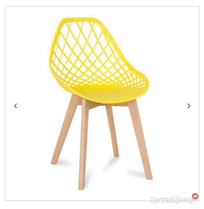Krzesło żółte ażurowe drewniane nogi Darmowa dostawa