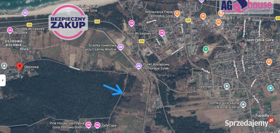 Działka Jastrzębia Góra Obozowa 11261m2 70zł/m2 sprzedam