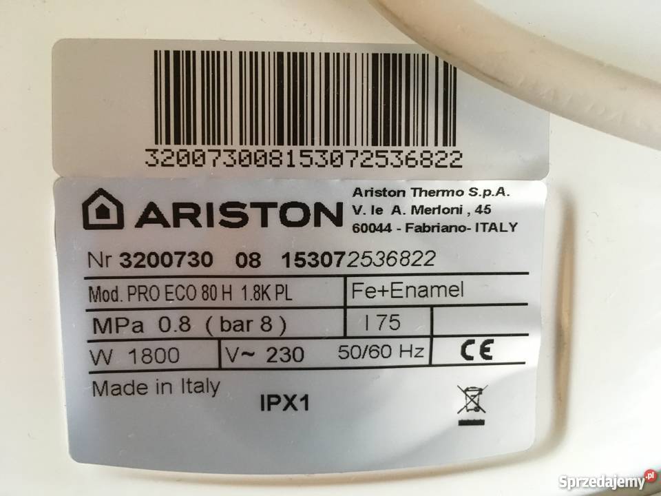 Bojler elektryczny poziomy Ariston PRO ECO 80L Gliwice