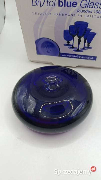 Bristol blue glass przycisk szklany z logo Zamość sprzedam