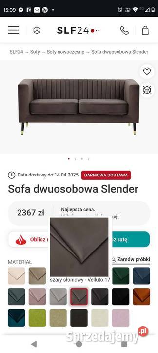Sofa dwuosobowa Slender stan b 83cm