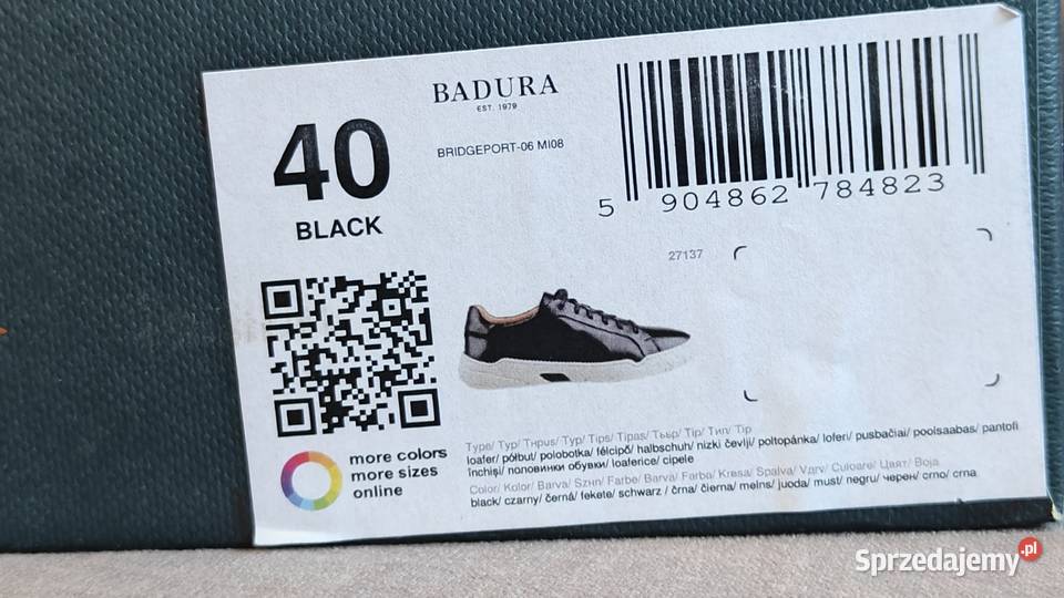 BADURA półbuty skórzane czarne rozmiar 40 267 Żary