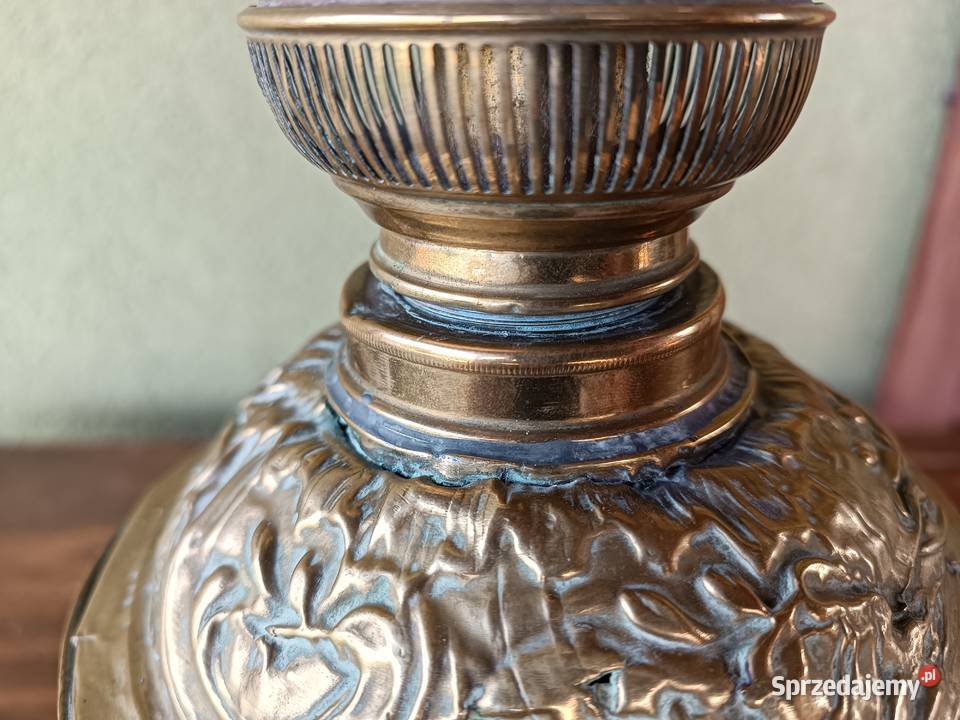 Stara mosiężna lampa naftowa Francja wielkopolskie Budzyń