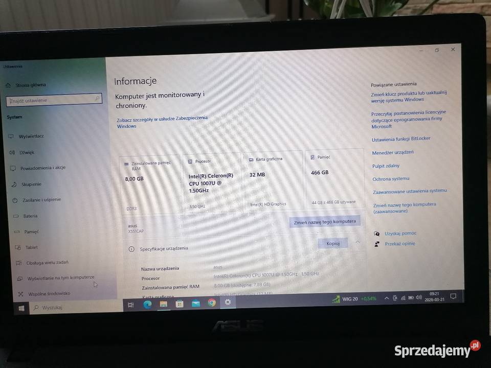 Sprzedam laptop Asus D550C