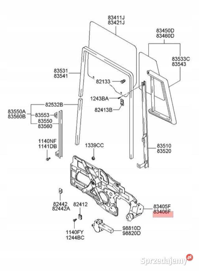 MECHANIZM SZYBY PRAWY TYŁ HYUNDAI SANTA FE