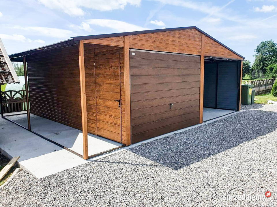 GARAŻ BLASZANY 6m x 6m DWUSPAD 2x BRAMA UCHYLNA małopolskie Łapanów