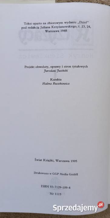 Krzyżacy cz1 i 2 Henryk Sienkiewicz mazowieckie sprzedam
