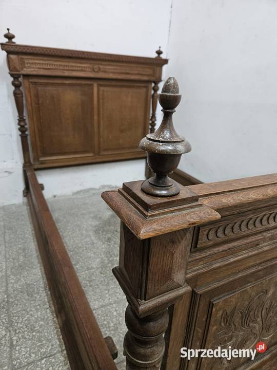Stare dębowe łóżko eklektyczne Francja małopolskie Nowy Sącz