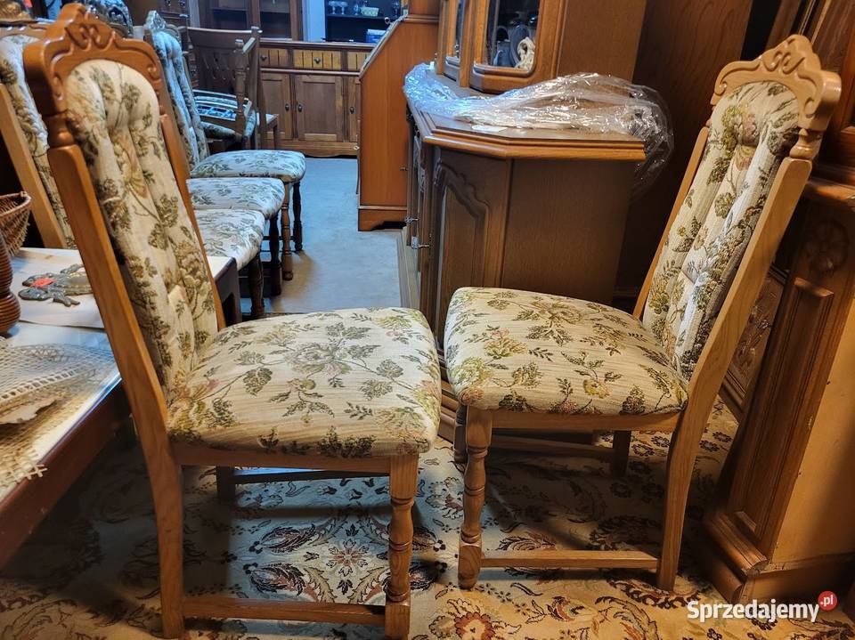 Stylowe solidne krzesła dębowe tapicerowane 6 Sypniewo