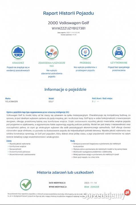 Volkswagen Golf 4 16 benzyna Zdzieszowice